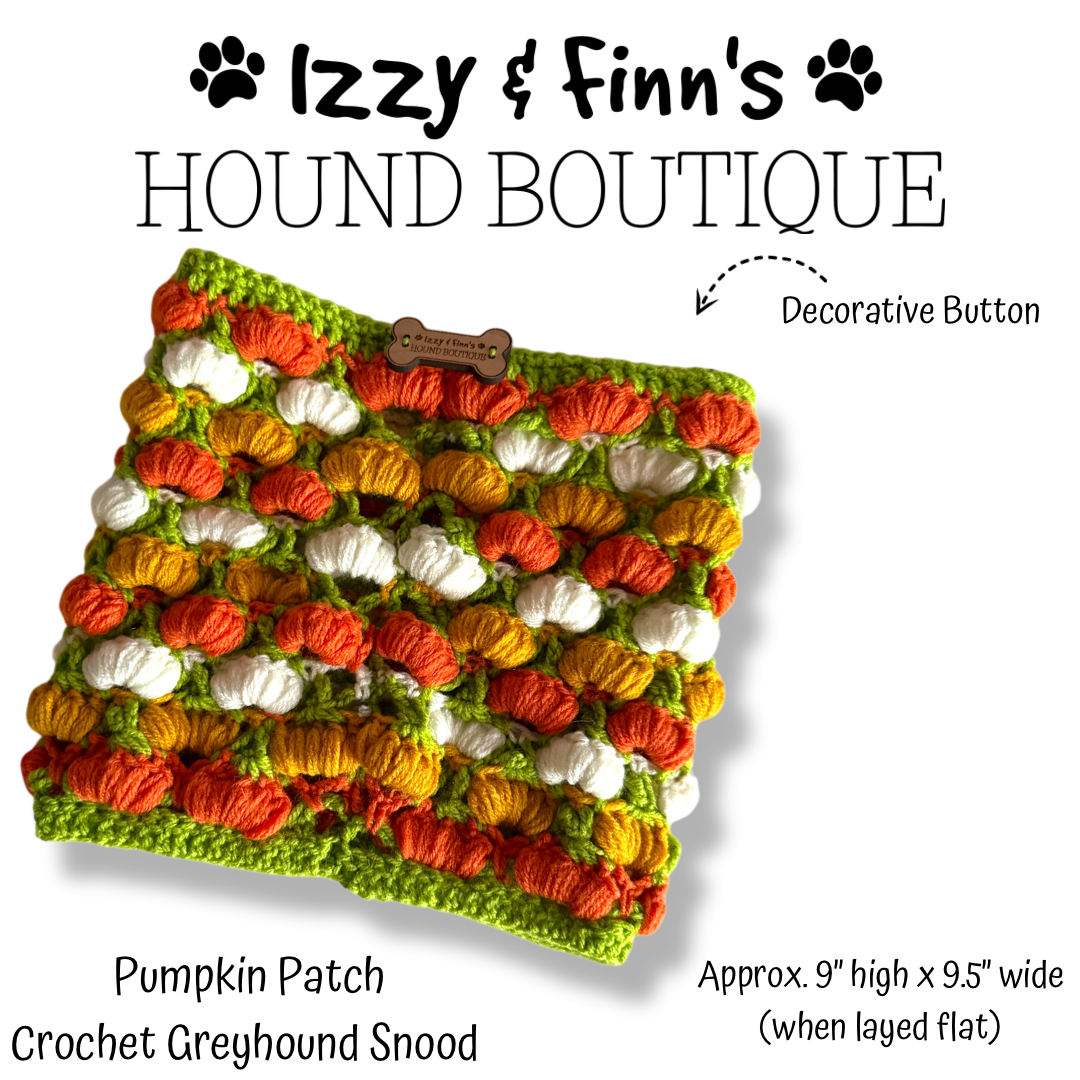 Ready Made - Pumpkin Patch Crocheted Greyhound Snood