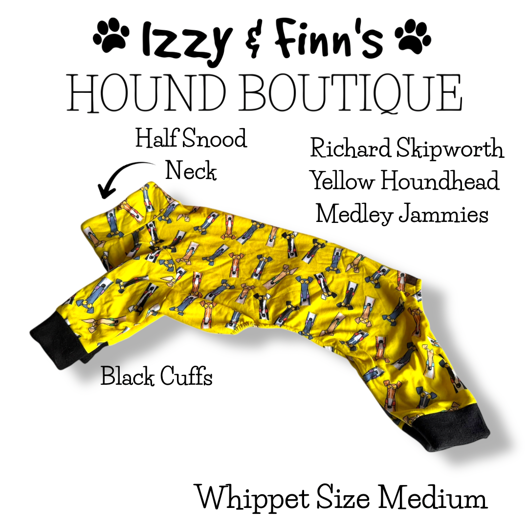 Ready Made - Richard Skipworth Whippet 4 Leg Fleece Jammies - Size Whippet Medium