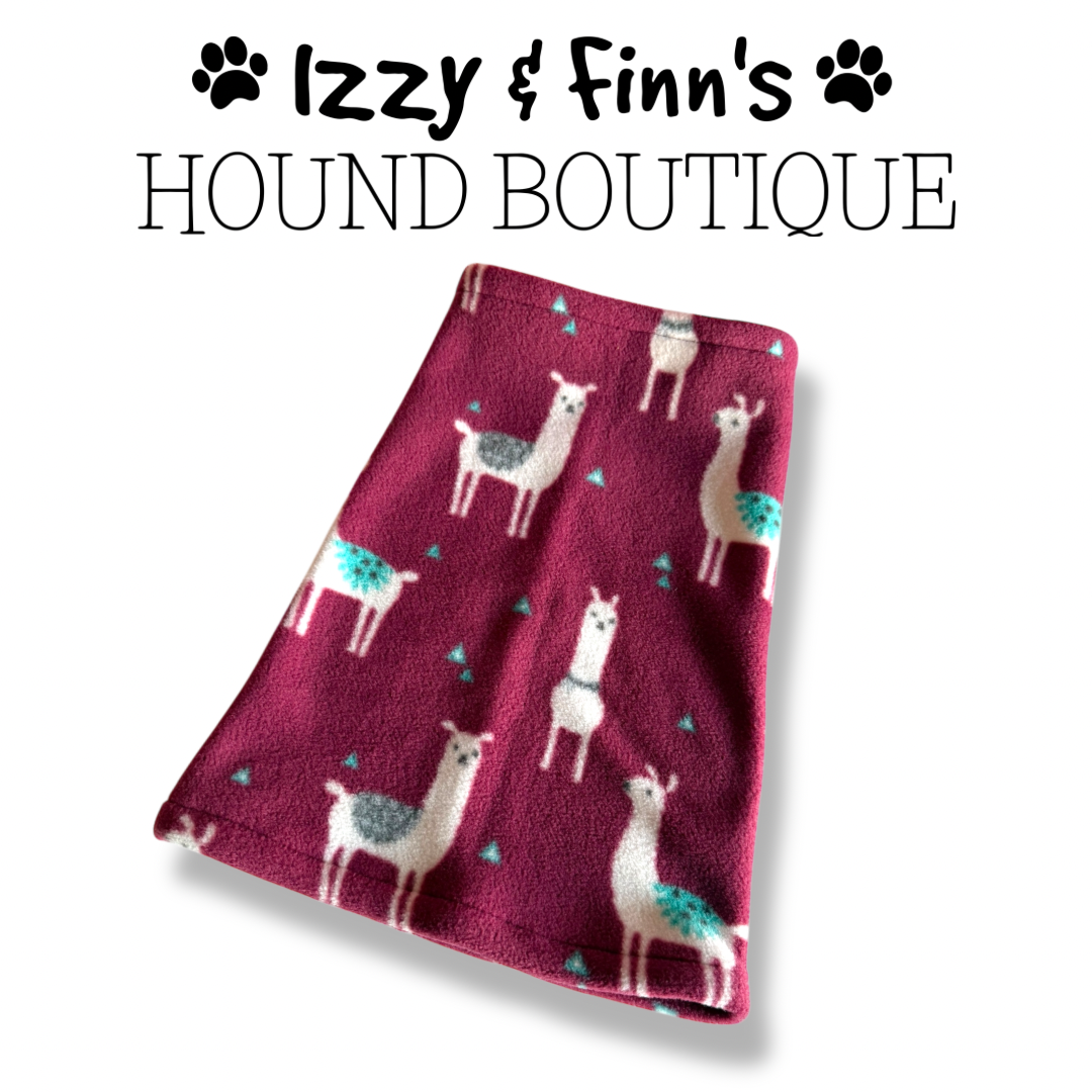 Ready Made - Wine Llamas Fleece Greyhound Snood