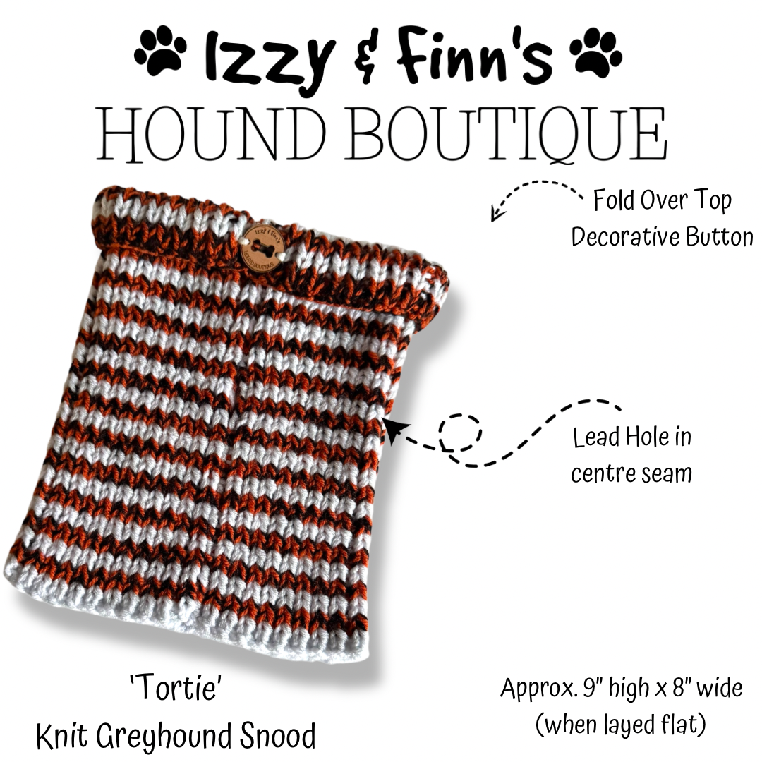 Ready Made -'Tortie' Knitted Greyhound Snood