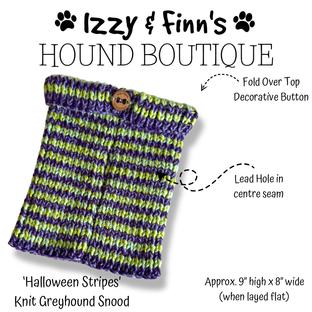 Ready Made -'Halloween Stripes' Knitted Greyhound Snood