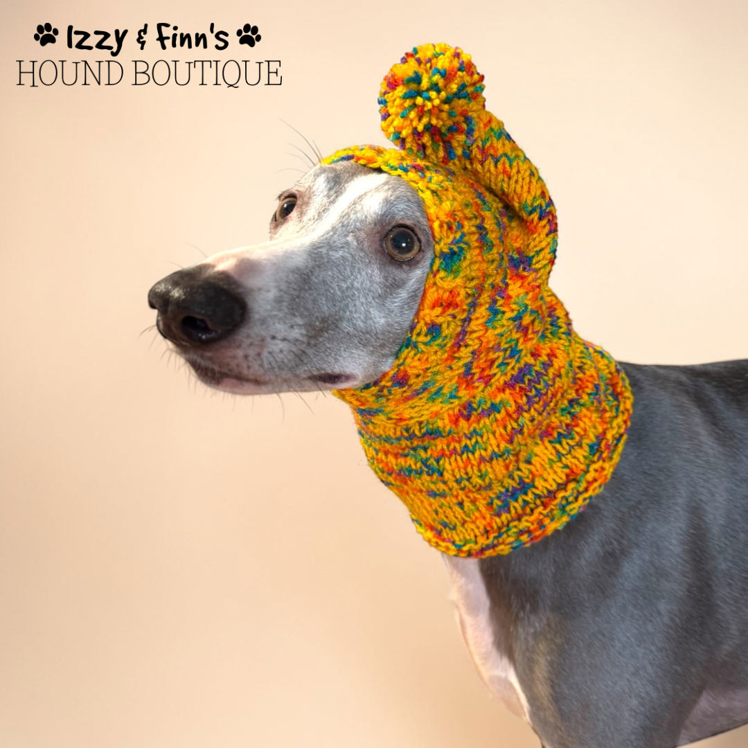 Ready Made - Fiesta Greyhound Size Knitted Pom Pom Hat