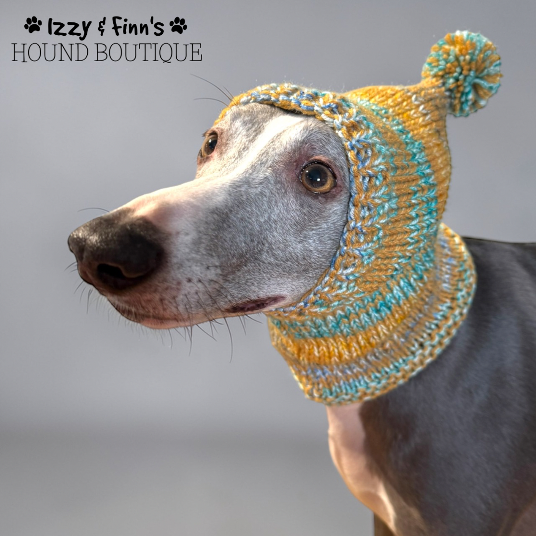 Ready Made - Cornfields Greyhound Size Knitted Pom Pom Hat