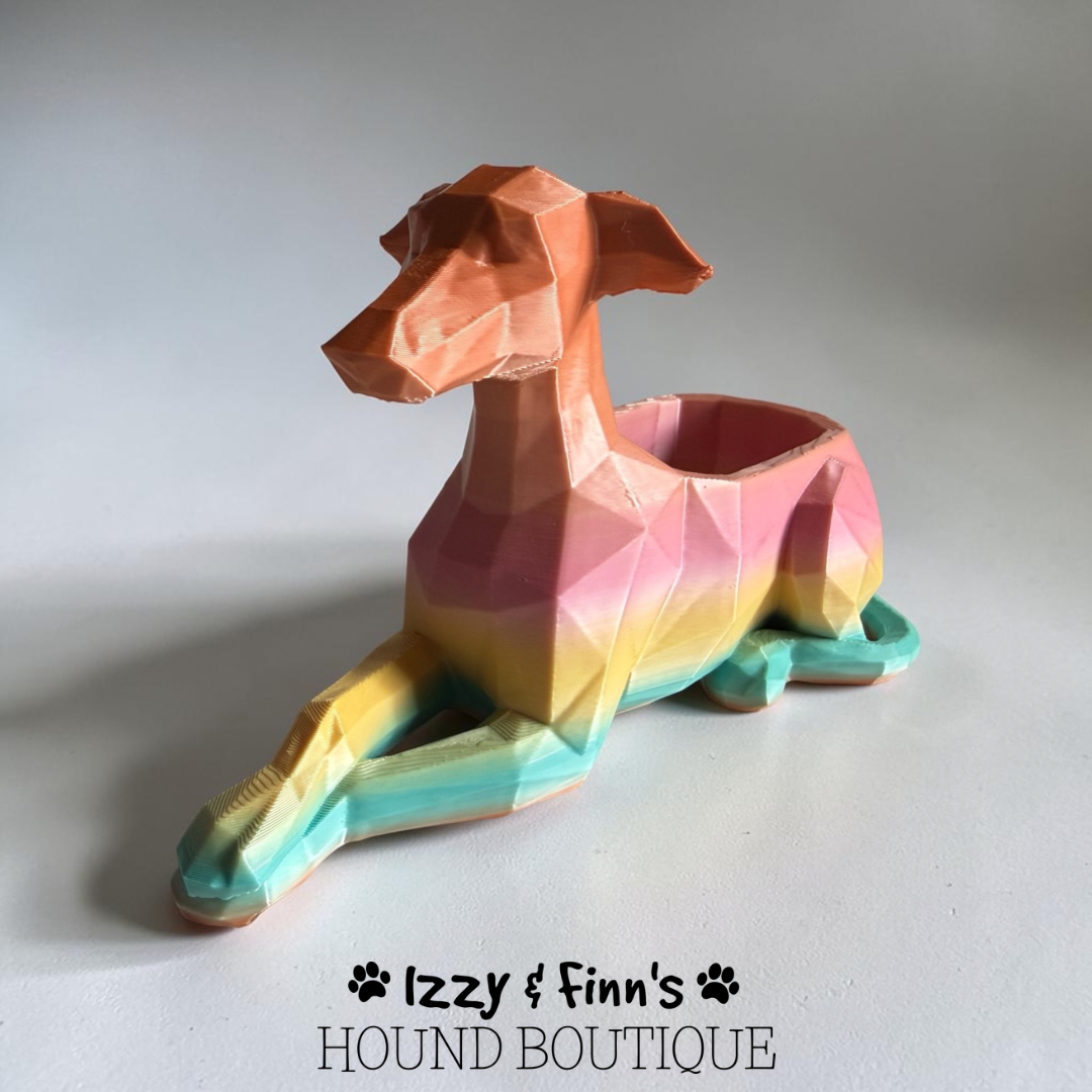 3D Printed Multicoloured Lying Hound Planter