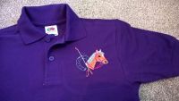 Children's Embroidered Polo Shirt - Purple with embroidered Horse