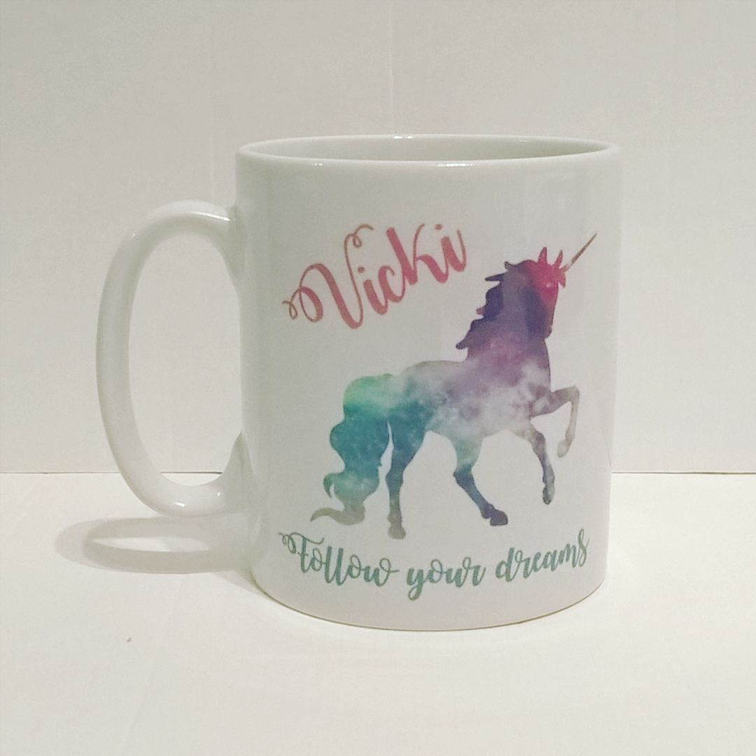 Personalised Unicorn Follow your dreams Mug