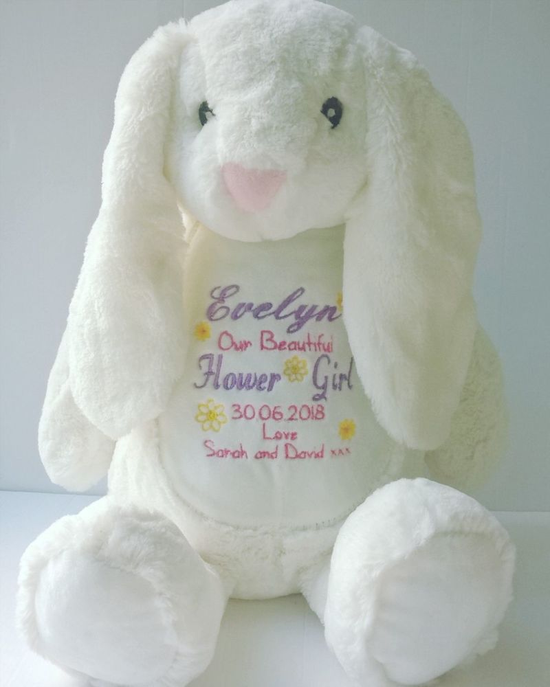 Flower Girl Personalised Bunny Soft Toy Teddy Bear