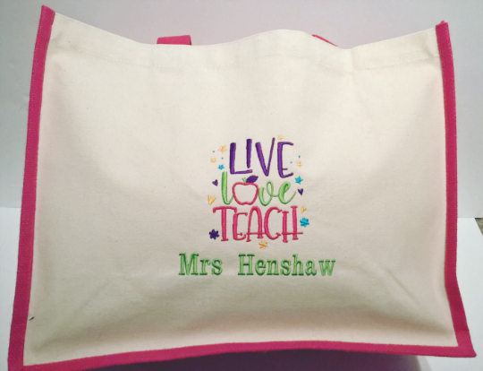 Live, Love, Teach - Personalised Canvas Jute Shopper