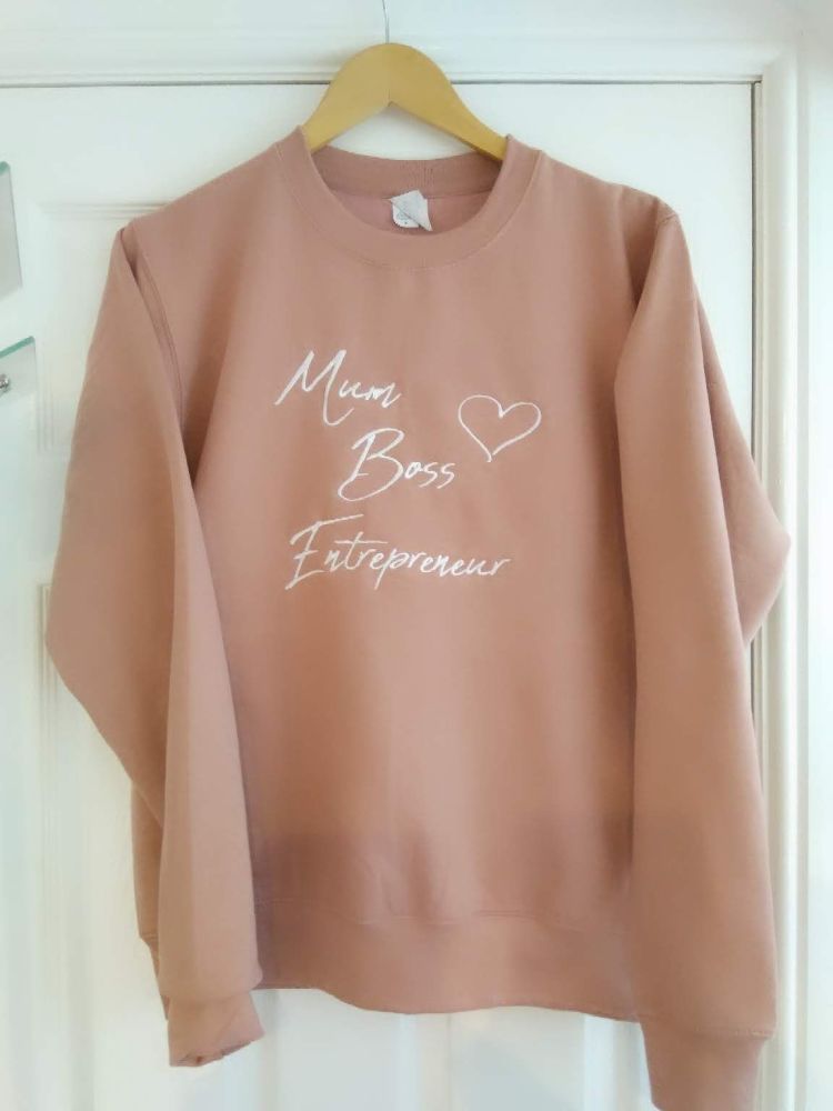 Mum, Boss, Entrepreneur embroidered sweatshirt