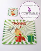 Personalised Elf Placemat and Coaster set