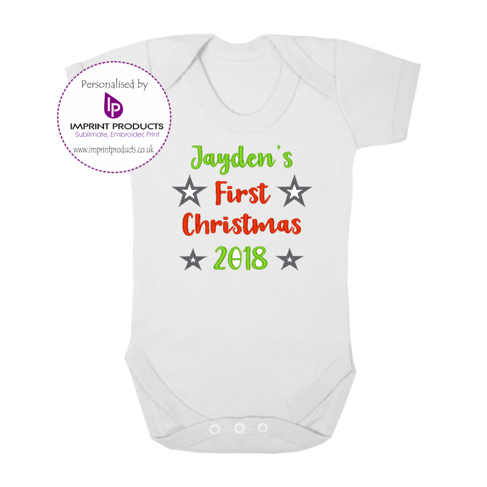 Personalised First Christmas Baby Bodysuit by Imprint Products