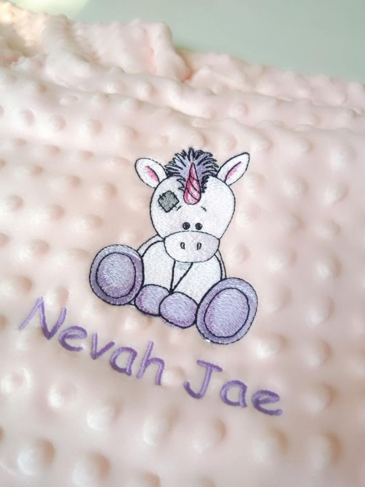 Personalised Unicorn Baby Bubble Blanket (pink, blue or cream)