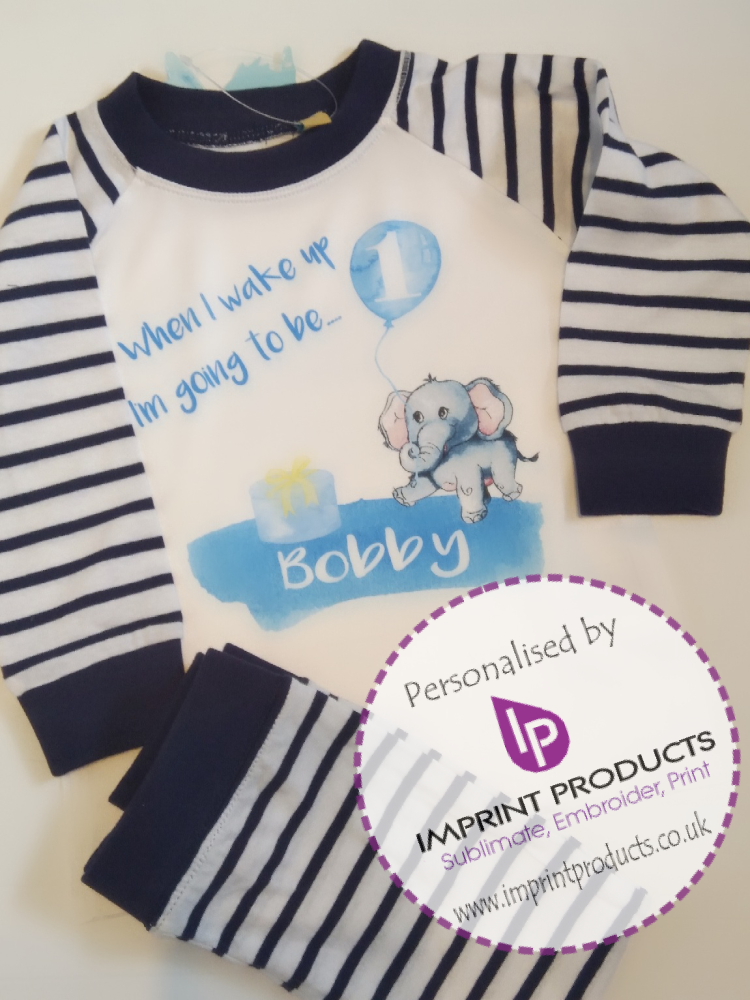 When I wake up I will be 1 Baby Boys pyjamas by Imprint Products