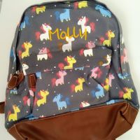 Personalised Unicorn Backpack Rucksack - grey