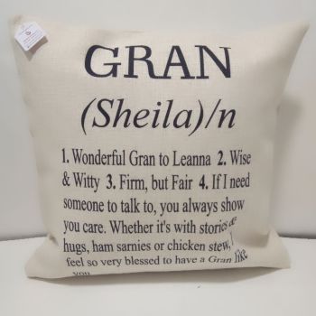 Personalised Gran Definition Linen Style Cushion