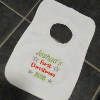 Personalised First Christmas pop over bib