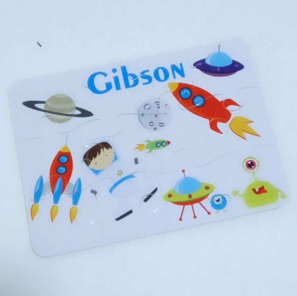 Personalised Space themed jigsaw - 12 or 63 pieces