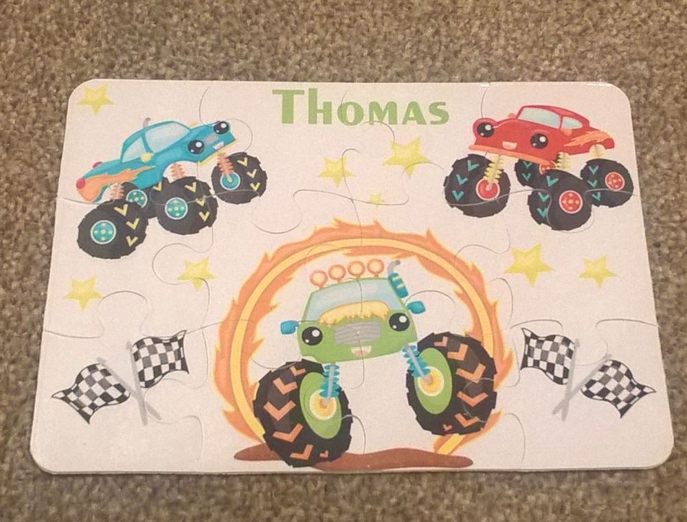 Personalised Monster Truck themed jigsaw - 12 or 63 pieces
