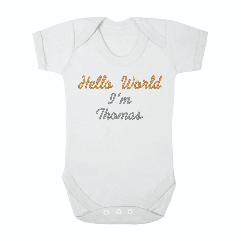 Hello World Unisex Baby Grow Bodysuit | Welcome to the World Baby vest | Un