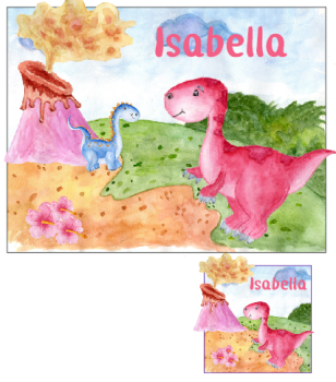 Personalised Pink Dinosaur Place mat and Coaster set