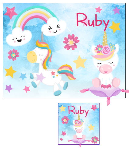 Personalised Unicorn Place mat and Coaster set