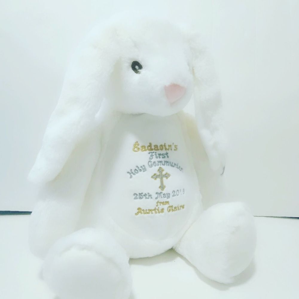 Holy Communion Bunny Soft Toy | Unisex Christening Gift | Keepsake Christen