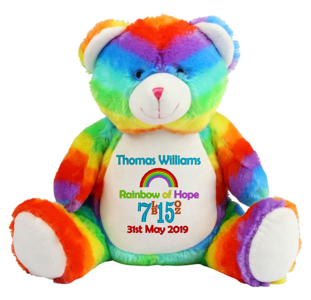 Rainbow Baby Personalised Teddy Bear