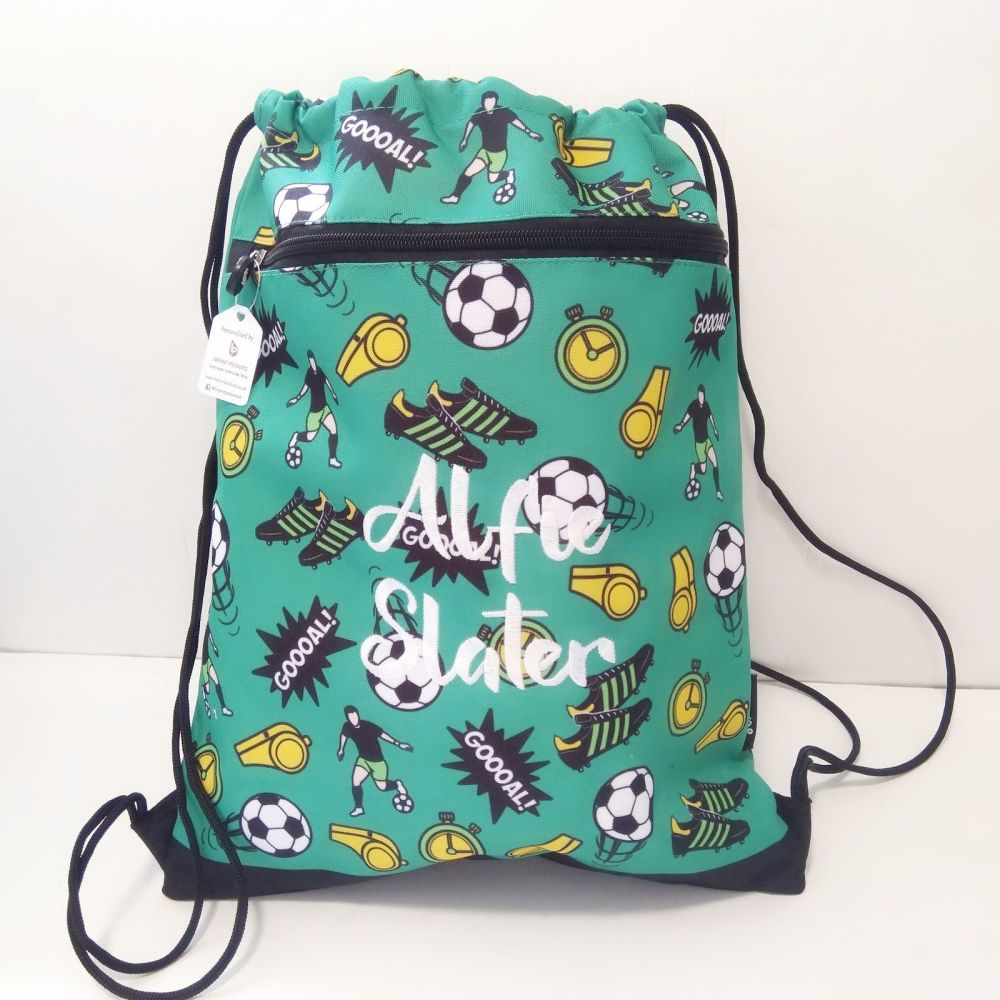 Personalised Football Drawstring Bag