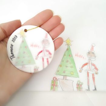 Child's drawing personalised Christmas Tree Decoration Bauble