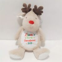 Personalised First Christmas Reindeer Soft Toy