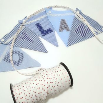 Personalised Boys Bunting - Blue Alphabet and boat flag available