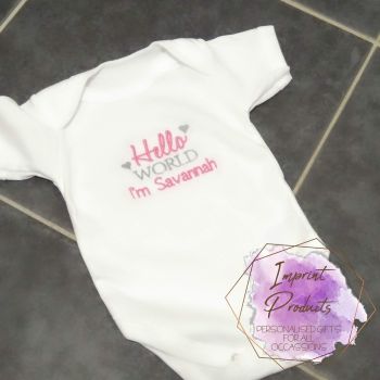 Hello World Personalised Baby Vest Bodysuit
