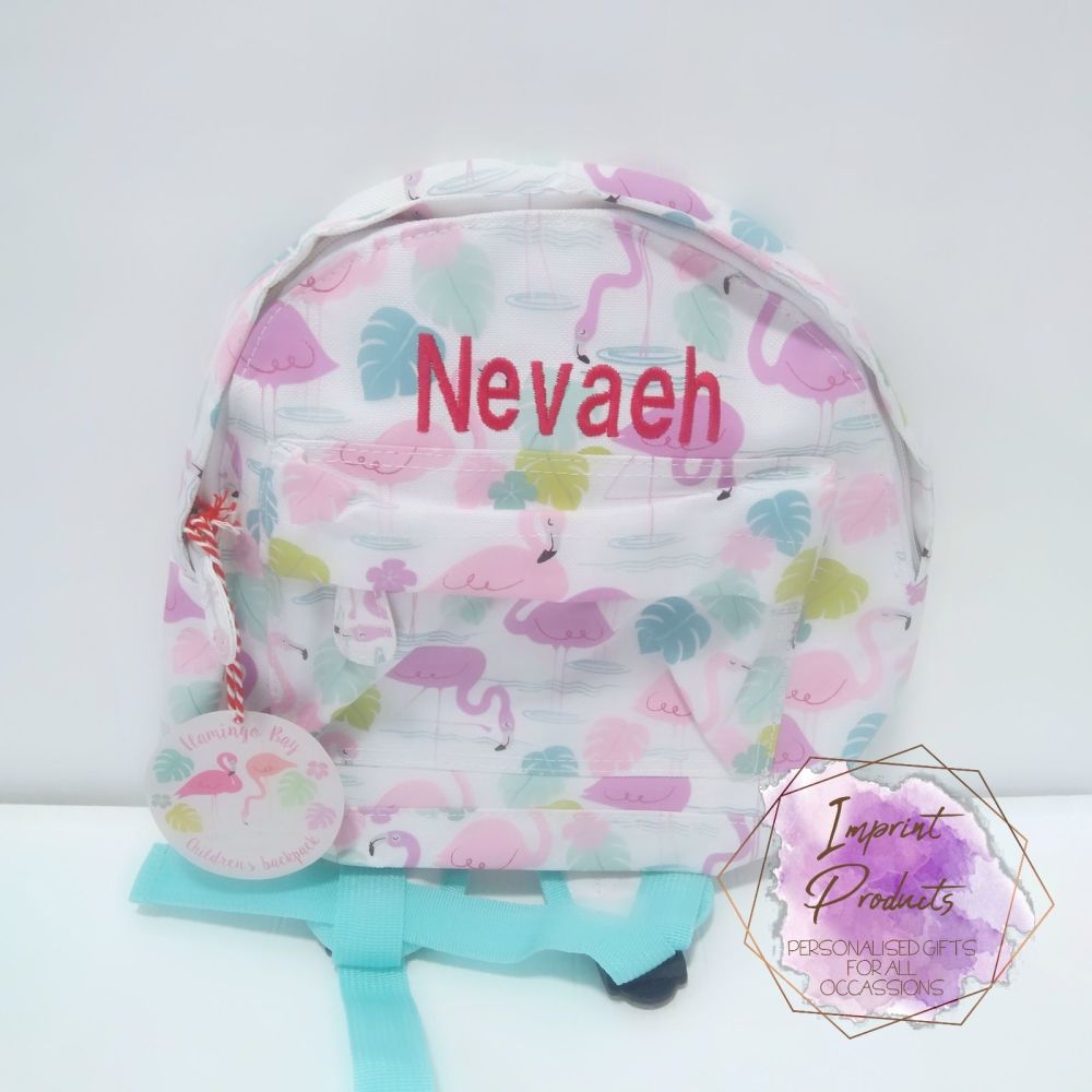 Personalised Child's Mini Flamingo Backpack | Toddler Backpack