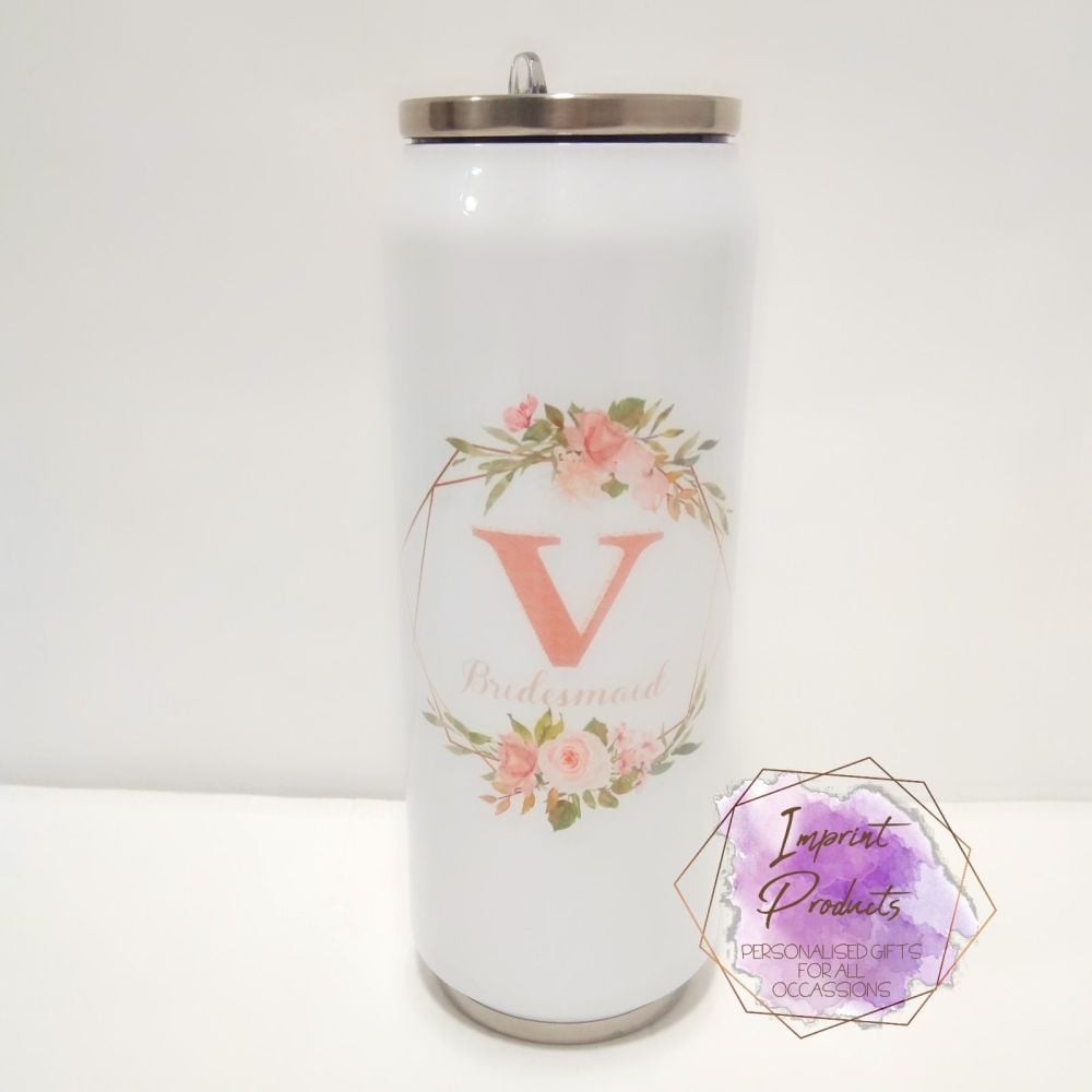 Personalised White Drinks Bottle Can | Bridal Party Gift | Wedding Party Fa