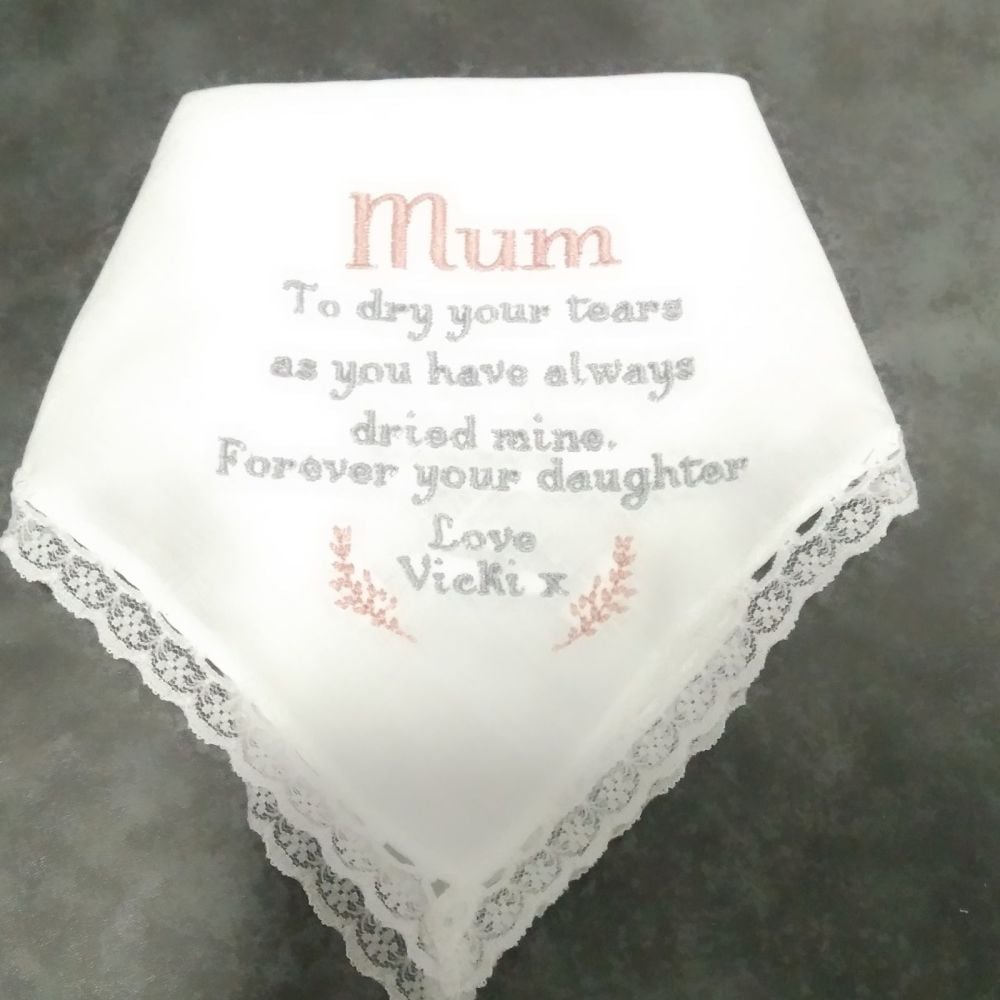 Mother of the Bride Embroidered Handkerchief
