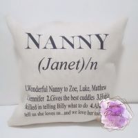 Personalised Nanny Definition Linen Style Cushion