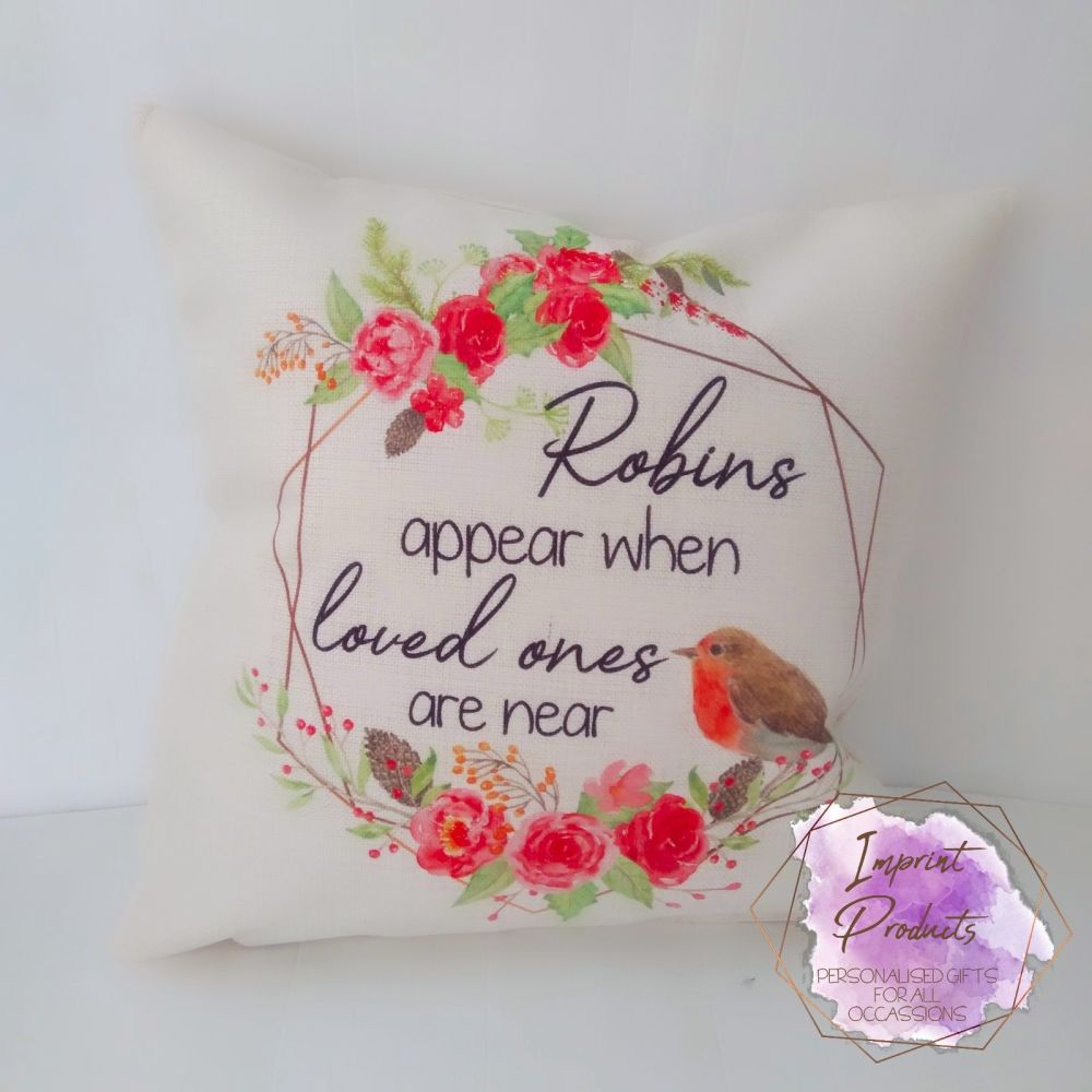 Robins Appear When Loves Ones are Near Cushion | Memorial Gift | Memory Kee