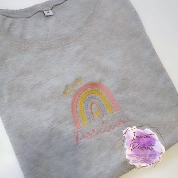 Stay Positive Rainbow Embroidered T-Shirt