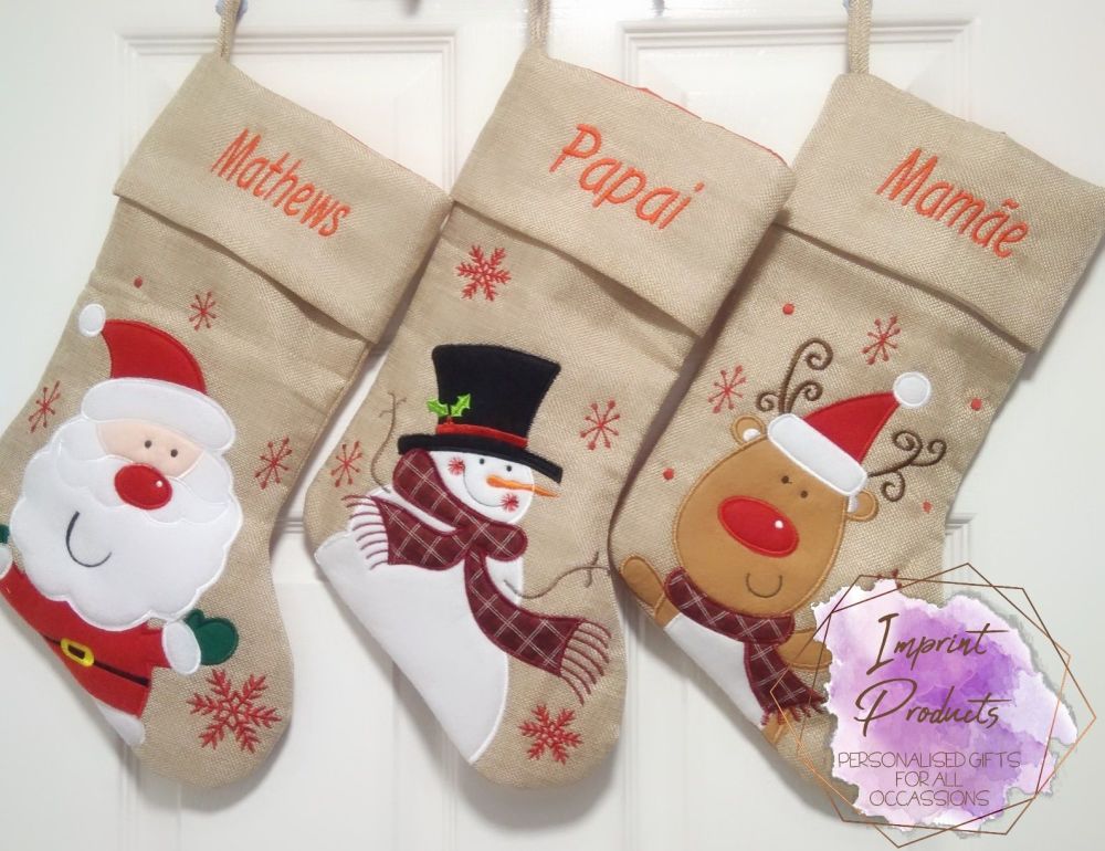 Luxury Personalised Hessian Style Christmas Stockings