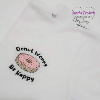 Donut Worry Be Happy Embroidered T-Shirt
