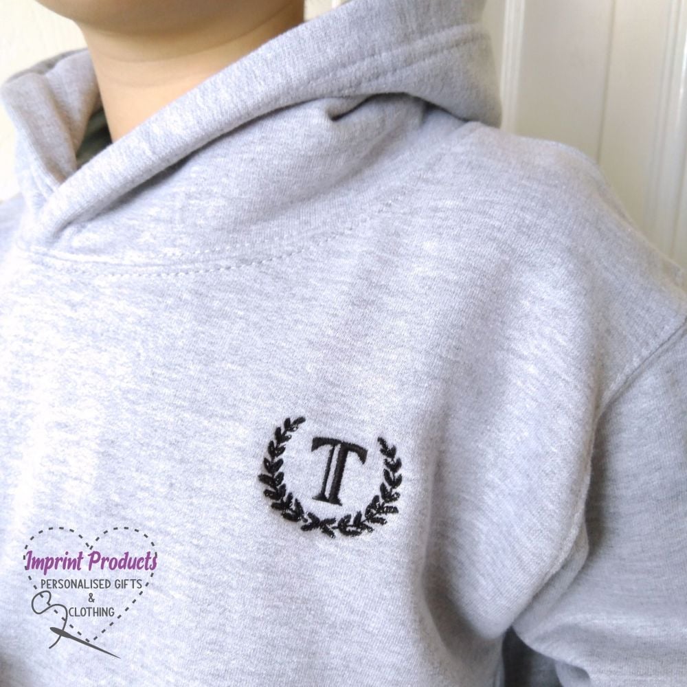 Childs Initial Monogram Embroidered Hoodie