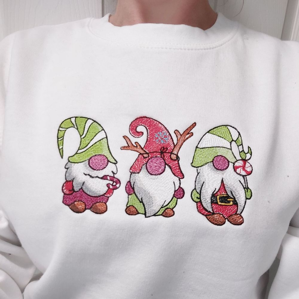 Christmas Gnomes Embroidered Sweatshirt