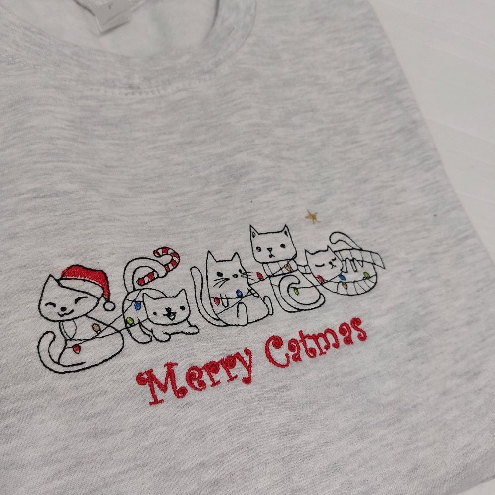 Merry Catmas Embroidered Sweatshirt
