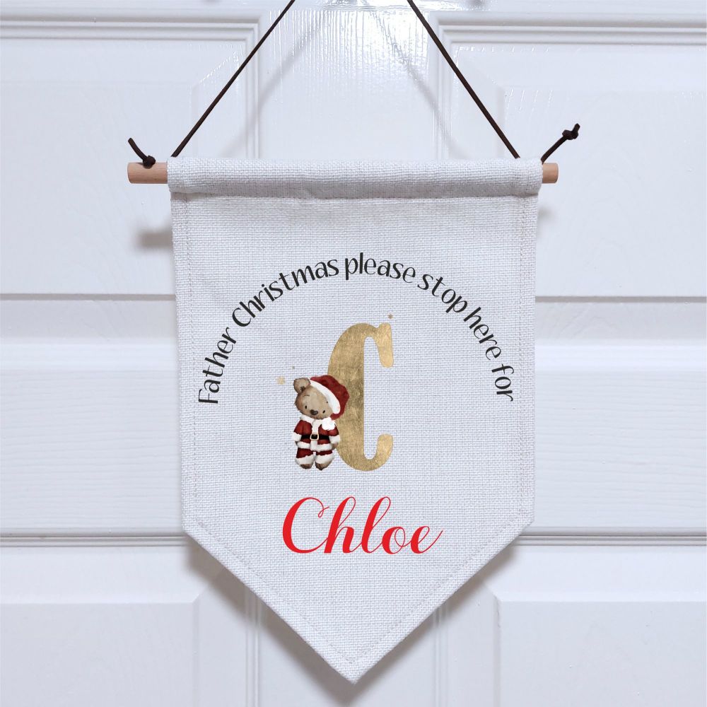 ** SAMPLE** Father Christmas Please Stop Here Banner Flag