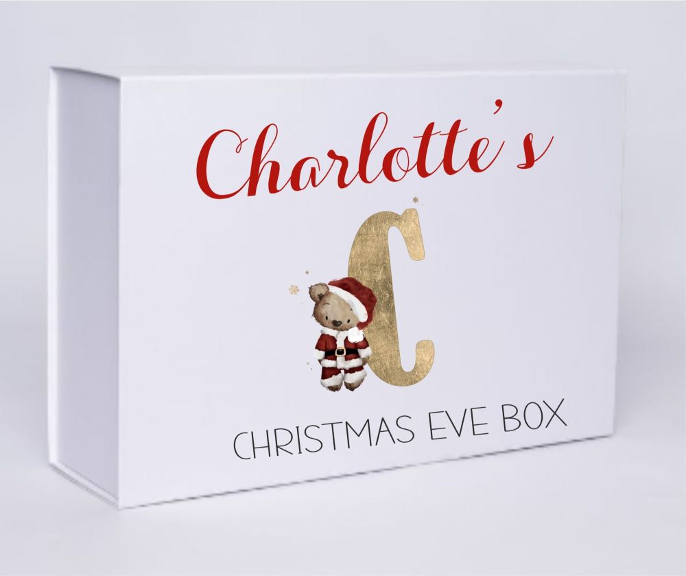 Christmas Eve Gift Box - Santa Bear Initial