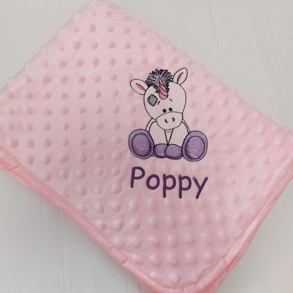 Personalised Unicorn Baby Bubble Blanket (pink or blue)