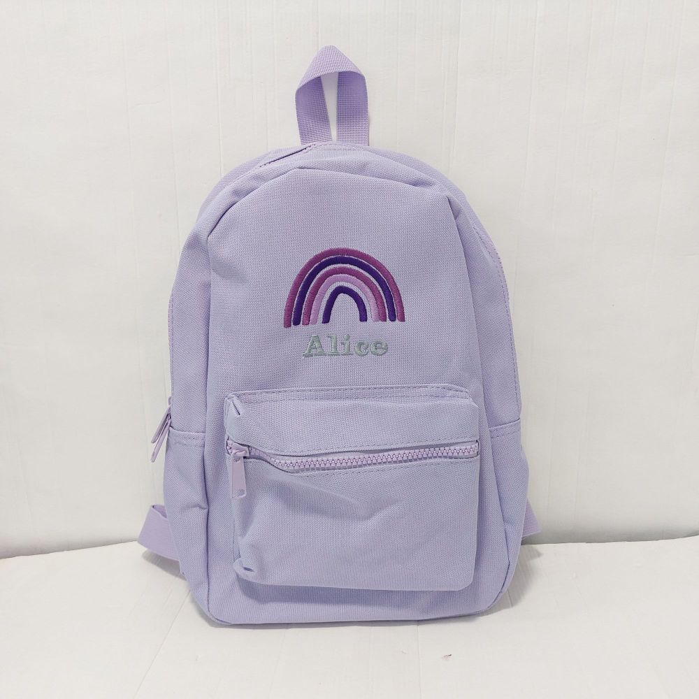 Personalised Purple Rainbow Mini Fashion Backpack