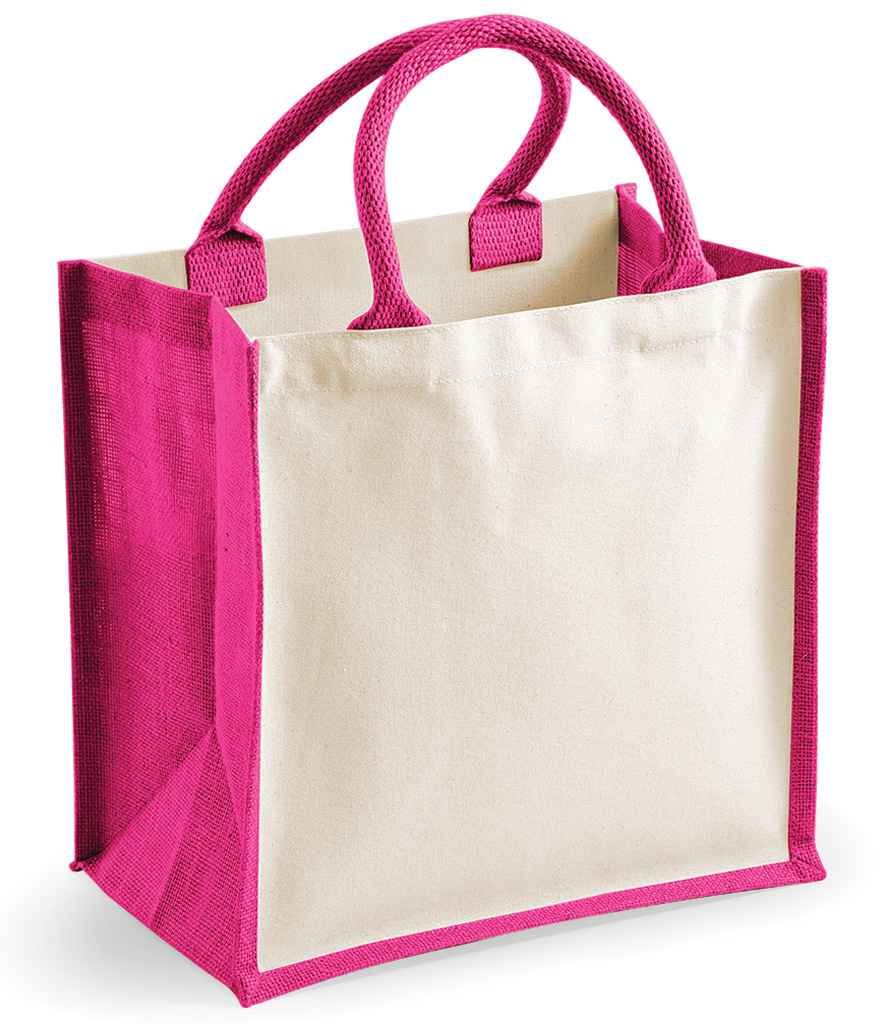Pink Midi Jute Shopper - Plain