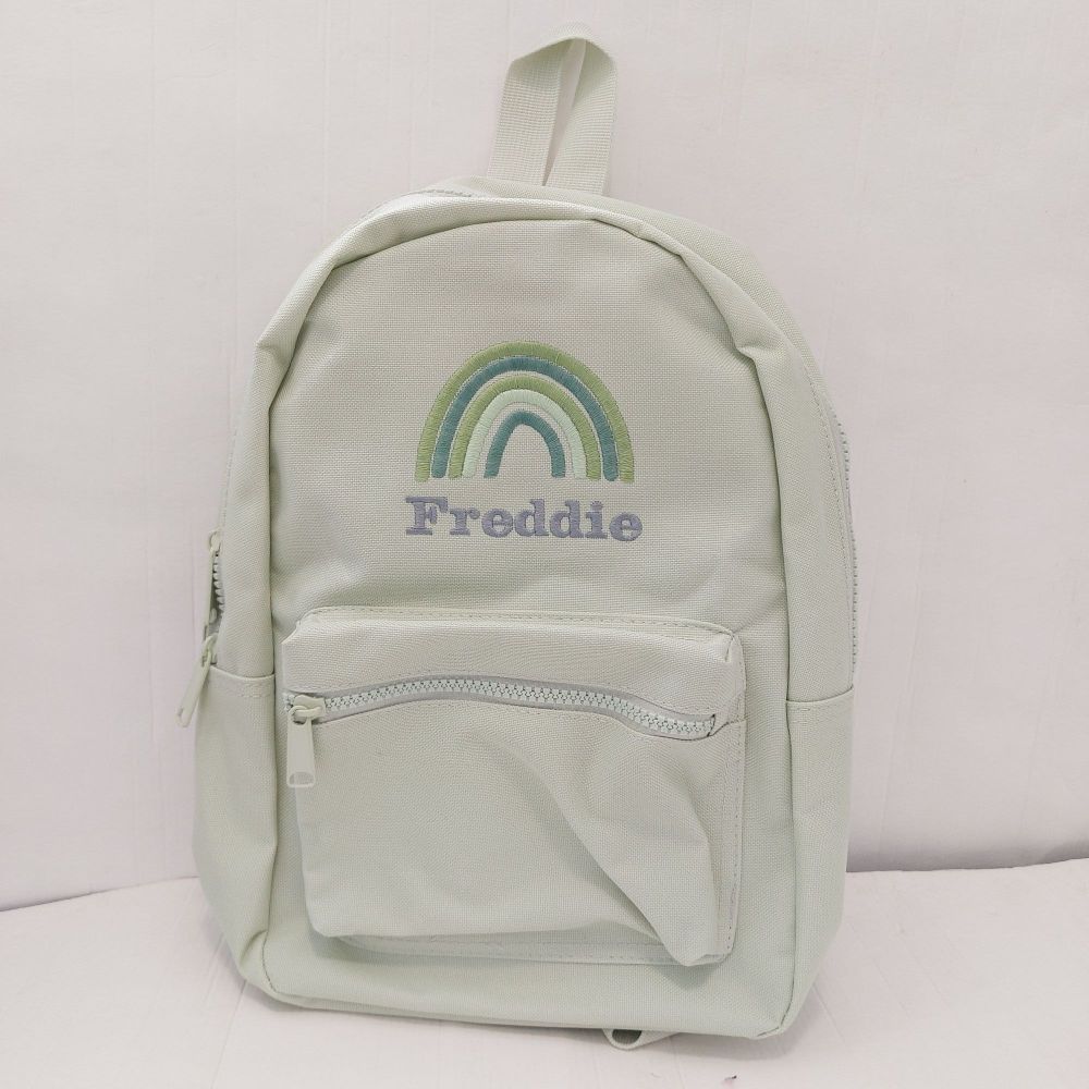 Personalised Green Rainbow Mini Fashion Backpack