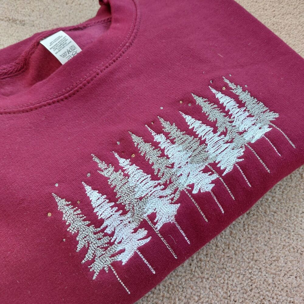 Winter Trees Embroidered Jumper